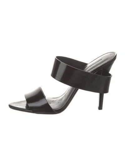 Pre-owned Alexander Wang Patent Leather Slides In Black