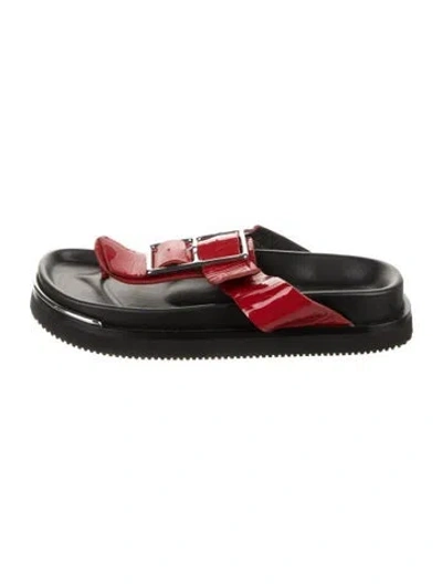 Pre-owned Alexander Wang Patent Leather Slides In Black