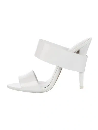 Pre-owned Alexander Wang Patent Leather Slides In White