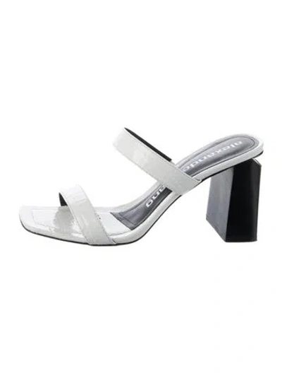 Pre-owned Alexander Wang Patent Leather Slides In White