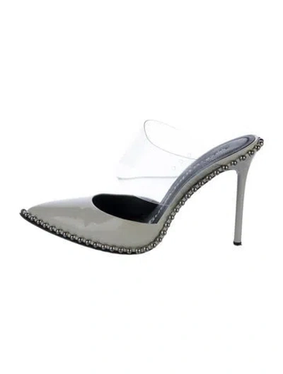 Pre-owned Alexander Wang Patent Leather Studded Accents Mules In White