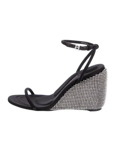 Pre-owned Alexander Wang Patterned Crystal Embellishments Sandals In Black