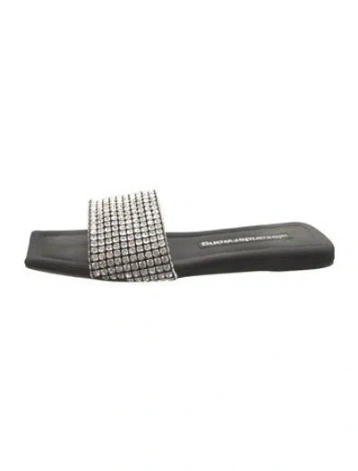 Pre-owned Alexander Wang Patterned Crystal Embellishments Slides In Silver