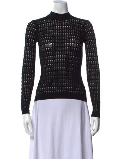 Pre-owned Alexander Wang Patterned Mock Neck Sweater In Black