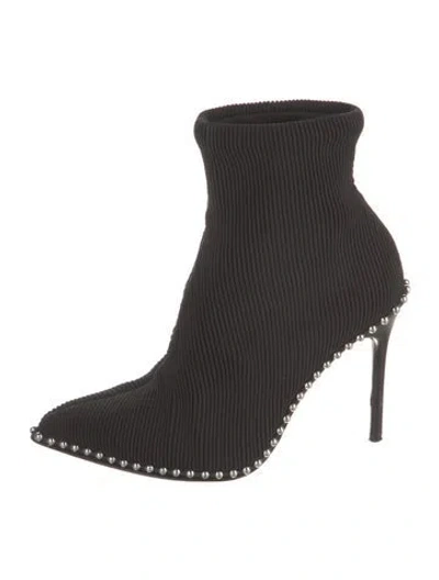 Pre-owned Alexander Wang Patterned Studded Accents Sock Boots In Black