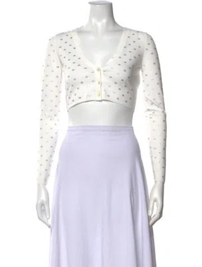 Pre-owned Alexander Wang Patterned V-neck Crop Top In White