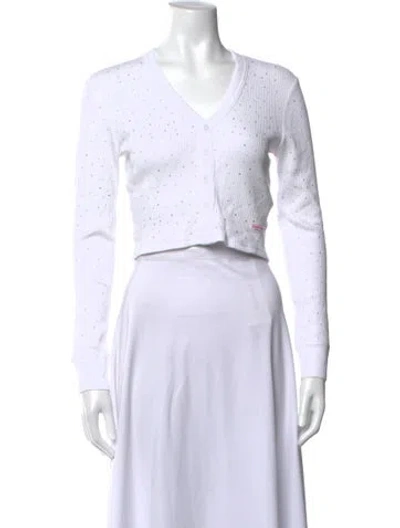 Pre-owned Alexander Wang Patterned V-neck Sweater In White