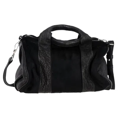 Alexander Wang Pebbled Rocco Duffle In Black Lambskin Pony Hair