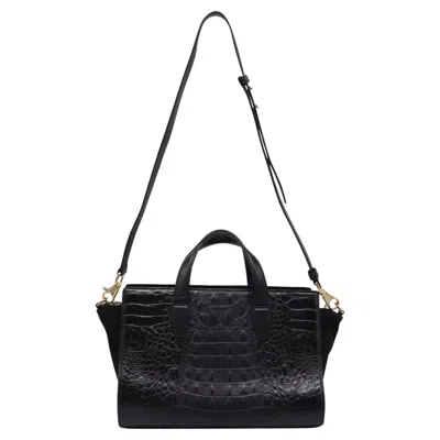 Pre-owned Alexander Wang Pelican Croc-embossed Tote Bag In Black Leather