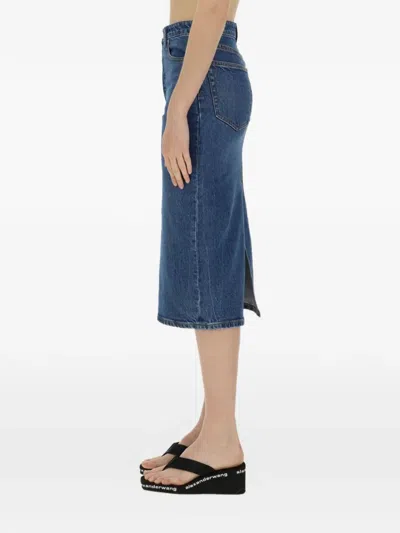 Alexander Wang Alexanderwang.t Denim Cotton-blend Midi Skirt In Multi