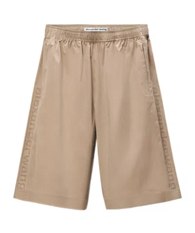 Alexander Wang Perforated Logo Mid-rise Short In Brown