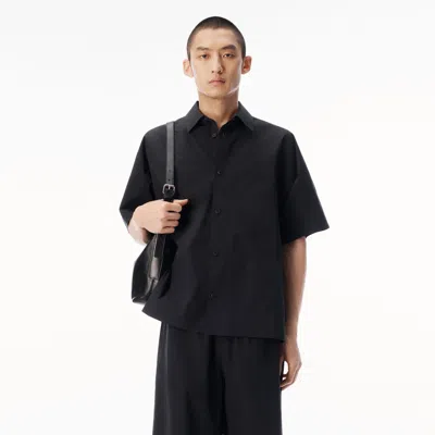 Alexander Wang Perforated Logo Short Sleeve Shirt In Black