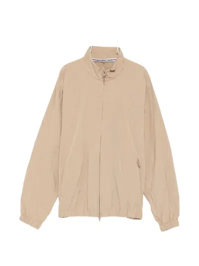 Alexander Wang Perforated Logo Track Jacket In Neutral