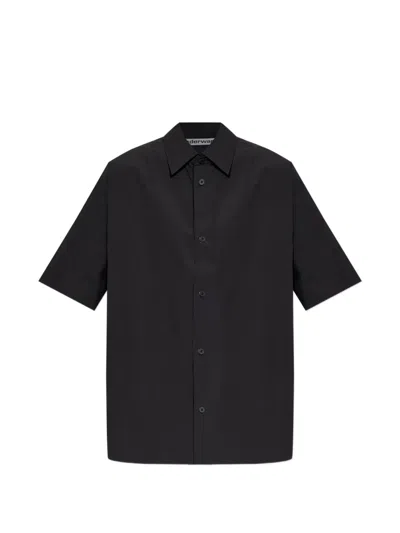 Alexander Wang Perforated-logo Short-sleeve Shirt In Black