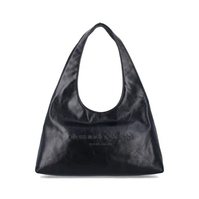 Alexander Wang Pike Medium Hobo Bag Black Cow Leather Lining Shoulder