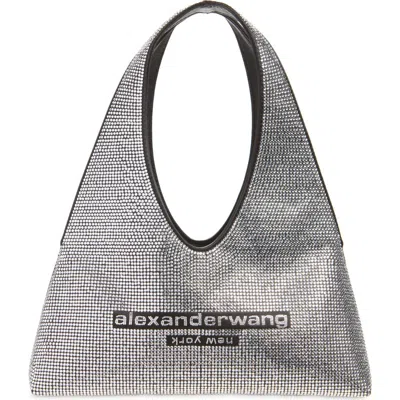 Alexander Wang Pike Mini Crystal Hobo Bag In Black/silver