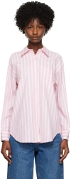 Alexander Wang Hotfix Shirt Jacket In Compact Cotton In 688 Pink/white