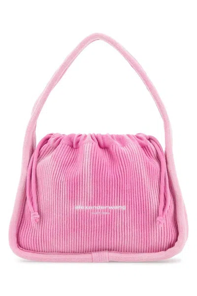 Alexander Wang Pink Corduroy Small Ryan Handbag In White