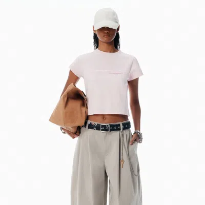 Alexander Wang Pink Cotton Shrunken Logo Tee