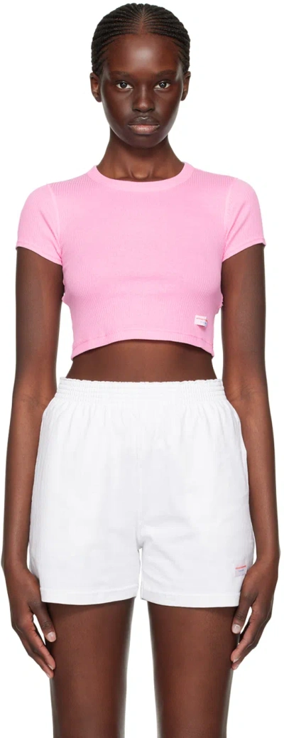 Alexander Wang Pink Cropped T-shirt In 667a Begonia Pink