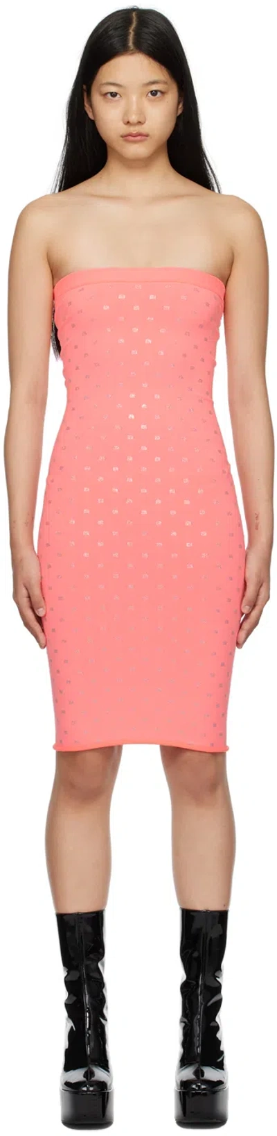Alexander Wang Pink Hotfix Midi Dress In Brown