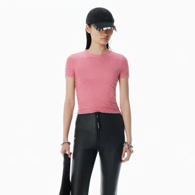 Alexander Wang Pink Logo Jacquard Shrunken Baby Tee