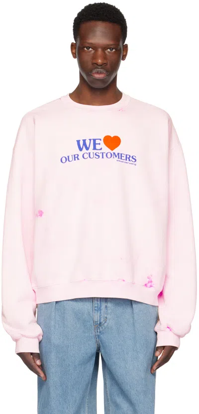 Alexander Wang Pink 'love Our Customers' Sweatshirt In Lt Pink Bleach Out