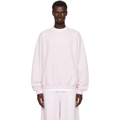 Alexander Wang Pink Oversized Logo Print Sweatshirt In White