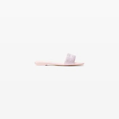 Alexander Wang Pink Satin & Crystal Hotfix Vy Sandals