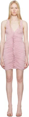 Alexander Wang Pink Sheer Ruched Tank Minidress In Pink Chalk