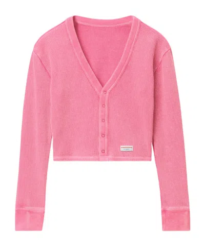 Alexander Wang Pink Waffle-knit Cardigan