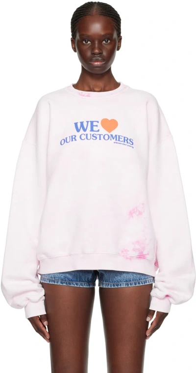 Alexander Wang Pink 'we Love Our Customers' Sweatshirt In 683a Lt Pink Bleach