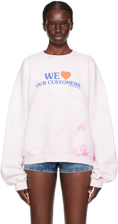 Alexander Wang Pink 'we Love Our Customers' Sweatshirt In 683a Lt Pink Bleach