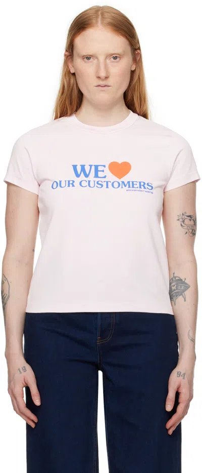 ALEXANDER WANG PINK 'WE LOVE OUR CUSTOMERS' T-SHIRT