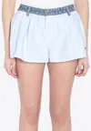 Alexander Wang Pinstripe Boxer-style Mini Shorts In Light Blue