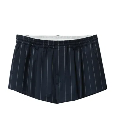 Alexander Wang Pinstripe Tropical Stretch Shorts In Black