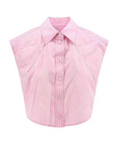 Alexander Wang T Cropped Sleeveless Button Down Top In Multi