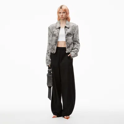 Alexander Wang Piped Track Pants In Cotton Twill In Black