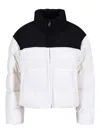Alexander Wang Cropped White Puffer Jacket With High Collar And Contrast Panel In White