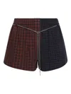 Alexander Wang Plaid Chain-belt Shorts In Brown