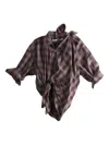 Alexander Wang Plaid One-shoulder Shirt In Gray