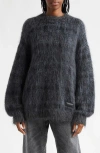 Alexander Wang Wool-mohair-blend Plaid Sweater In 445a Aqua Black Plaid