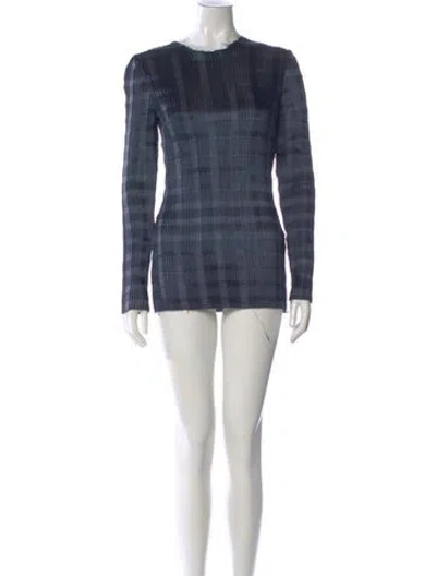Pre-owned Alexander Wang Plaid Print Crew Neck Top In Blue