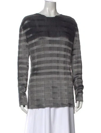 Pre-owned Alexander Wang Plaid Print Crew Neck Top In Gray