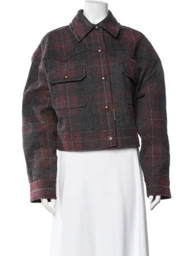 Pre-owned Alexander Wang Plaid Print Jacket In Grey