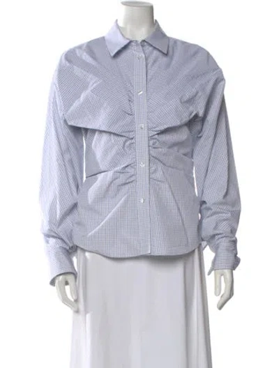 Pre-owned Alexander Wang Plaid Print Long Sleeve Button-up Top In Blue