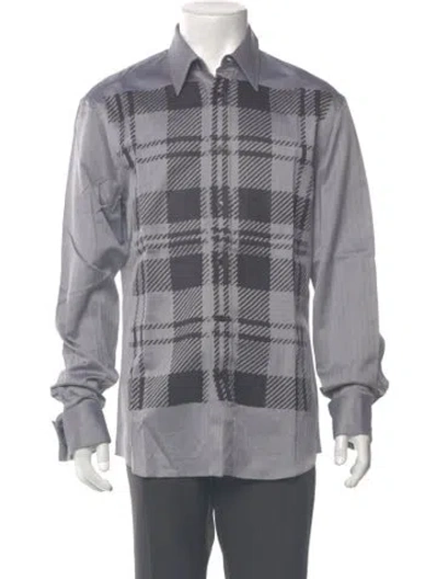 Pre-owned Alexander Wang Plaid Print Long Sleeve Shirt In Gray