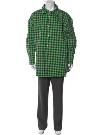 Pre-owned Alexander Wang Plaid Print Long Sleeve Shirt In Green