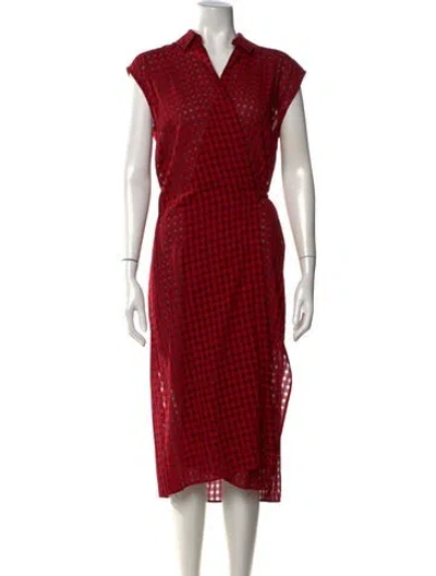 Pre-owned Alexander Wang Plaid Print Midi Length Dress In Red