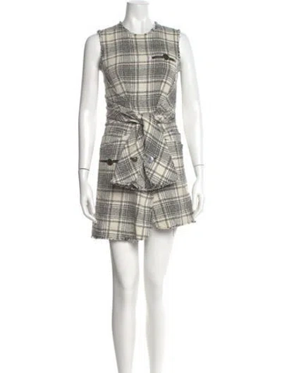 Pre-owned Alexander Wang Plaid Print Mini Dress In Neutral